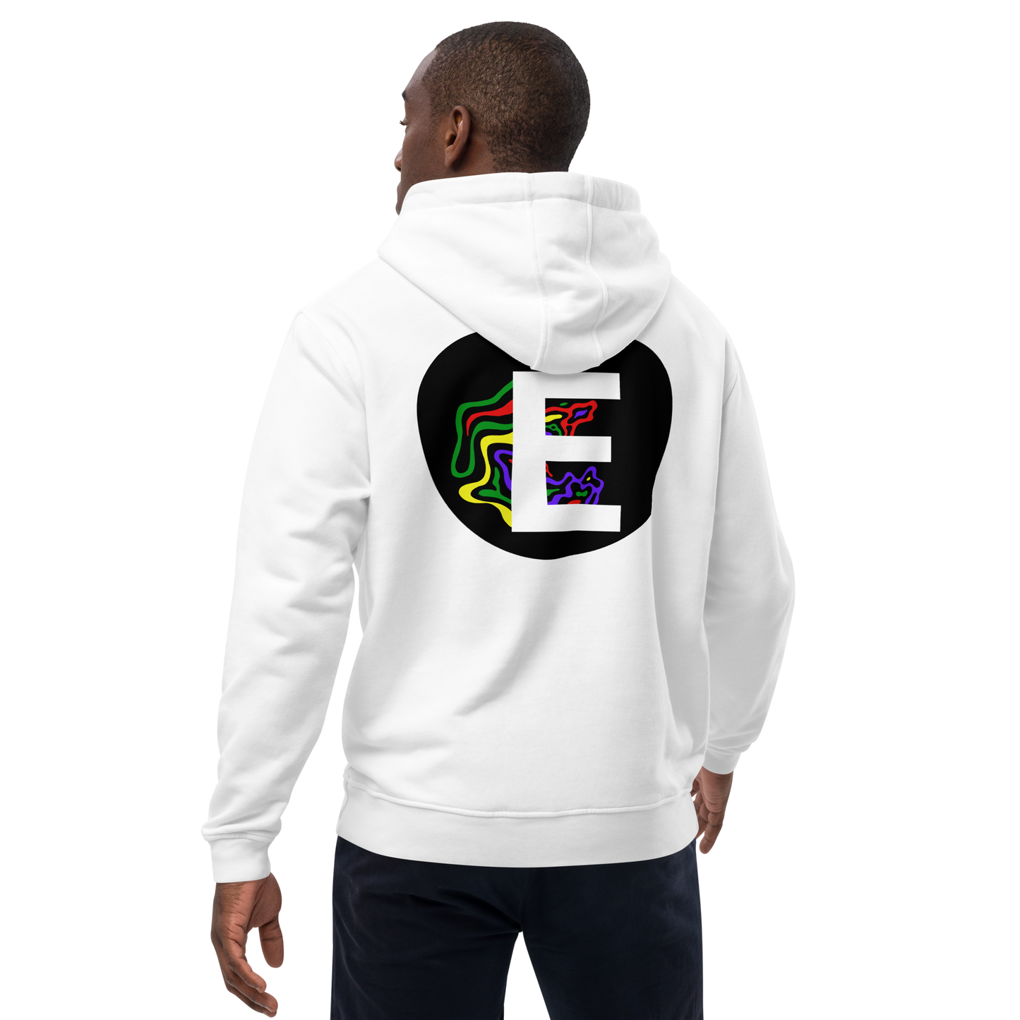 Premium Eco Hoodie White with signature E print