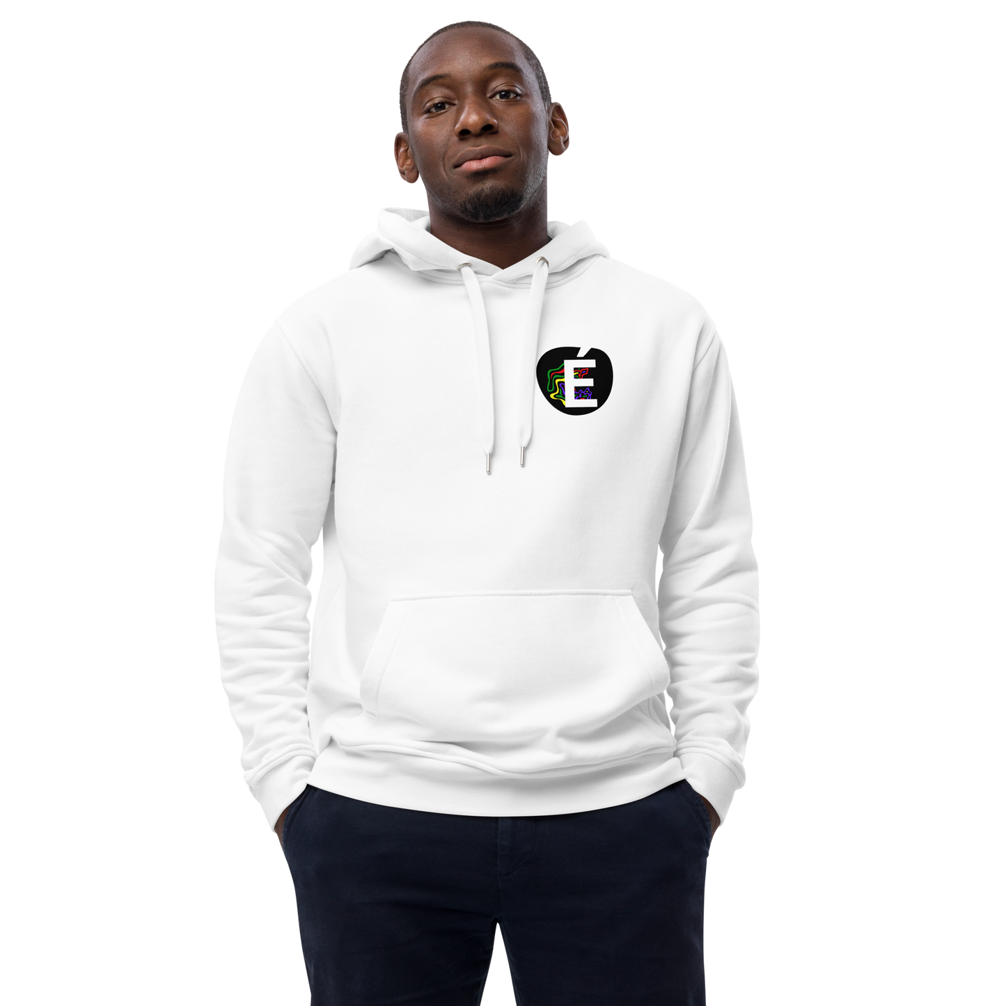 Premium Eco Hoodie White with signature E print