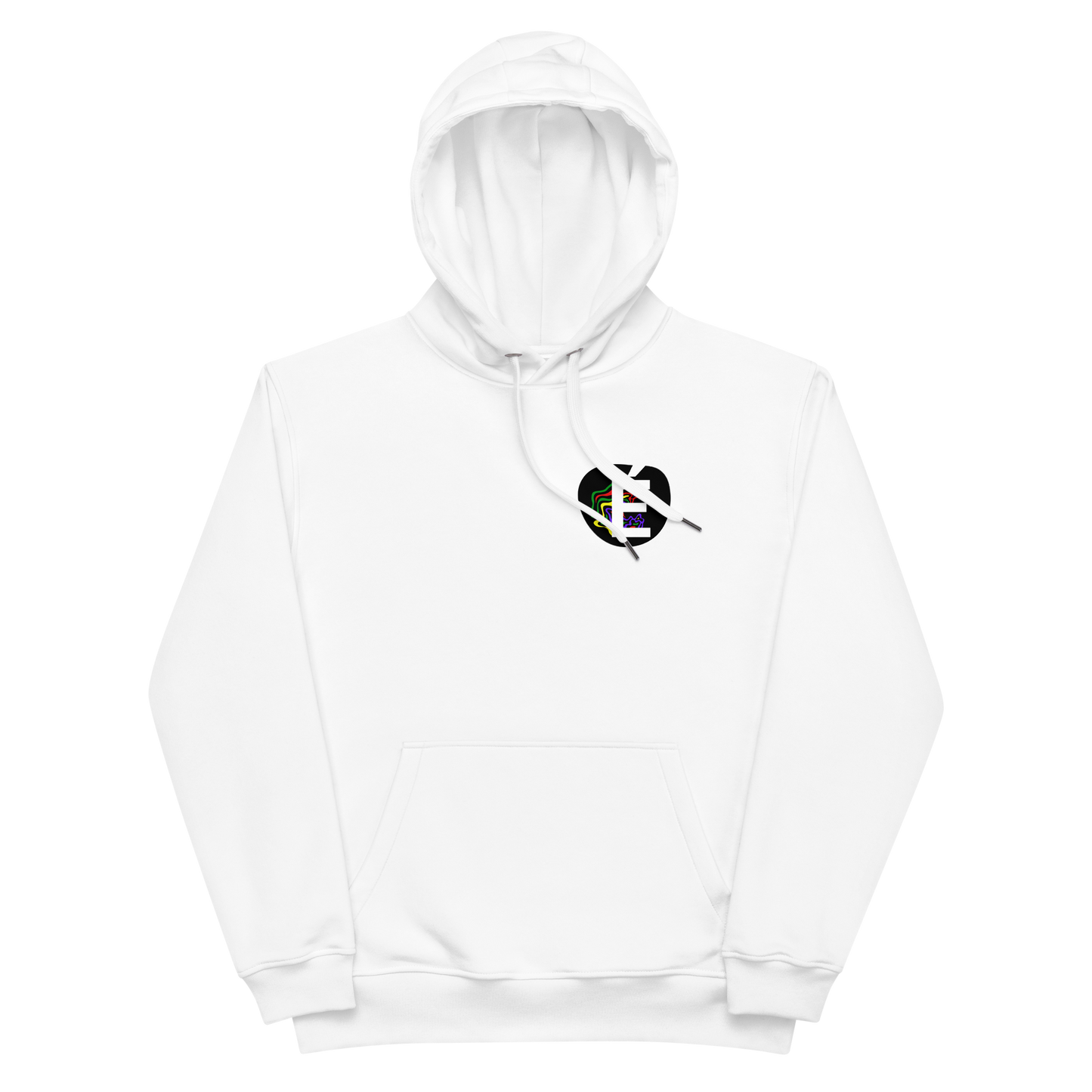 Premium Eco Hoodie White with signature E print